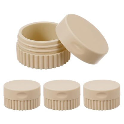 uxcell 4pcs Travel Containers for Toiletries, 0.68oz 20ml Small Silicone Cream Jars Leak-proof Travel Essentials with Lid for Cosmetic Body Skin Cream, Light Brown - color: Light Brown