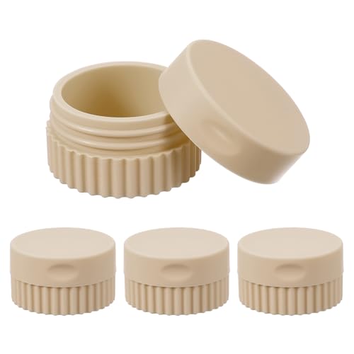 uxcell 4pcs Travel Containers for Toiletries, 0.68oz 20ml Small Silicone Cream Jars Leak-proof Travel Essentials with Lid for Cosmetic Body Skin Cream, Light Brown - color: Light Brown