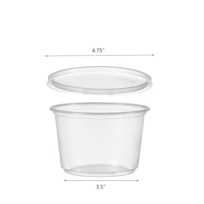 Jaluxing [150 Set - 16 oz. Plastic Deli Disposable Food Storage Containers With Airtight Lids