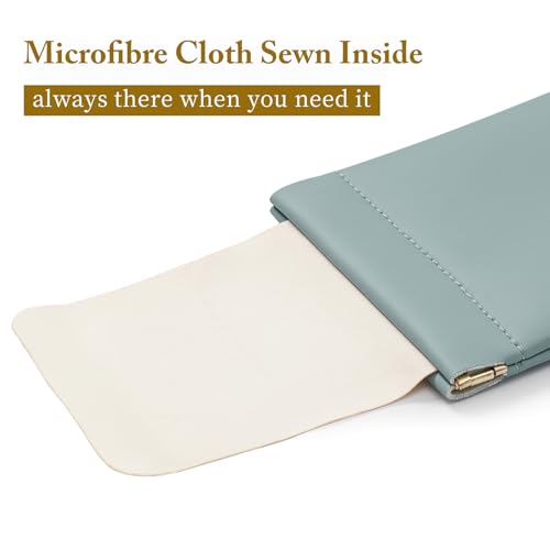 Squeeze Top Sunglass Case, New Organosilicon Soft PU Leather Eyeglass Glass Case Travel Large Sunglasses Pouch - color: Blue