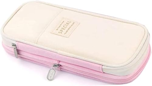 Arnuixty Large Storage Pencil Case Pen Bag with Zipper Big Capacity Pouch Organizer for Office Travel Holder Box - color: Pink