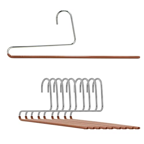 Mawa by Reston Lloyd Non-Slip Space Saving Clothes Hanger with Single Rod for Pants, Style KH35U, Copper,Set of 10 - color: Copper, size: Set of 10
