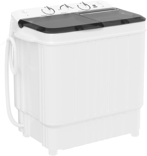 Elevon Portable Washing Machine Twin Tub 17.6 Lbs Capacity, (11 Lbs) and Spinner(6.6 Lbs) Combo Mini Compact Laundry Washer for Home, Apartment, Camping, RVs and Dorms, Black/White - style: 17.6LBS