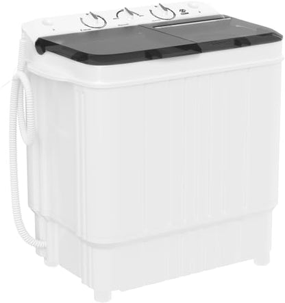 Elevon Portable Washing Machine Twin Tub 17.6 Lbs Capacity, (11 Lbs) and Spinner(6.6 Lbs) Combo Mini Compact Laundry Washer for Home, Apartment, Camping, RVs and Dorms, Black/White - style: 17.6LBS