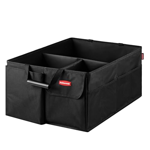 Rubbermaid Car Organizer, Collapsible Trunk Organizer, Multi-Compartment Car Storage Organization for Car Accessories, 3 Compartments Without Cover, 22.83"*16.54"*10.63"
