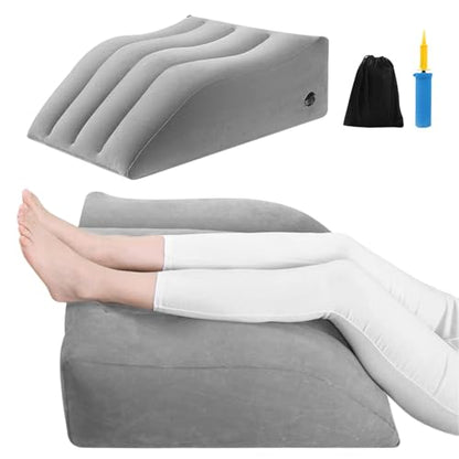 Leg Elevation- Pillows for After Surgery, Inflatable Wedge Pillows for Sleeping, Swelling, Circulation, Bolster Pillow Pain Reliefs for Legs Back for Pregnant, Surgery and Injury(grey,Size:as shown)
