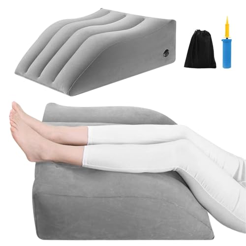 Leg Elevation- Pillows for After Surgery, Inflatable Wedge Pillows for Sleeping, Swelling, Circulation, Bolster Pillow Pain Reliefs for Legs Back for Pregnant, Surgery and Injury(grey,Size:as shown)