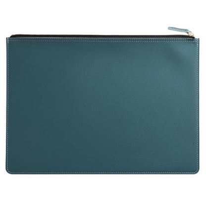 PU Leather A4 File Folder Zipper Document Holder Envelope Folder Case for Receipt Contract (Haze Blue) - color: Haze Blue