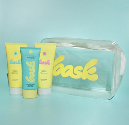 Bask Sunscreen Carry-on Kit: Travel Size Bundle with Beach and Travel Pouch | SPF 30 & 50 Sheer Moisturizing Sunscreen Lotion, Daily Invisible Gel SPF 40 Face Sunscreen, & Convenient Travel Pouch - color: Travel Kit, size: 2.13 Ounce (Pack of 4)