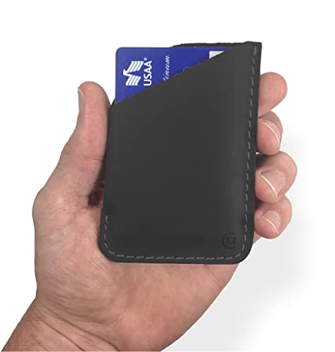 Modern Carry Leather Minimal Card Holder, Minimalist Wallet for Men & Women, Thin Credit Card Holder, Small Business Card Holder, Card Holder Wallet, Front Pocket Card Wallet - Magnum (Black) - color: Black