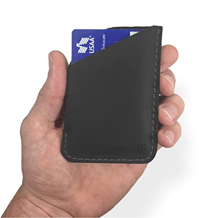 Modern Carry Leather Minimal Card Holder, Minimalist Wallet for Men & Women, Thin Credit Card Holder, Small Business Card Holder, Card Holder Wallet, Front Pocket Card Wallet - Magnum (Black) - color: Black