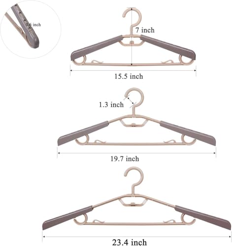 6-Pack Heavy Duty Plastic Extra-Wide Arm 15"-23" Suits Clothes Hangers with Swivel Hooks,Perfect for Coat,Jacket,Dress,Shirt,Trousers or Closet Space Saving,Grey&Tan - color: Gray