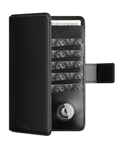 VULKIT Passport Holder with Airtag Holder RFID Blocking Passport Wallet Travel Leather Passport for Women(Iron Black) - color: Iron Black