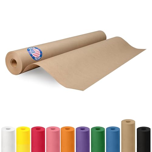 Brown Paper Roll 24" x 1200" (100 feet) - USA-Made Thick Kraft Paper Roll 50lb Thickness for Packing, Moving, Shipping & Crafts/Arts - 100% Recycled Natural Craft Wrapping Material by IDL Packaging - color: Brown, size: 24"x100' (#50 thick)