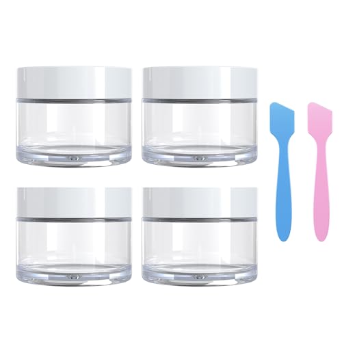 Travel Size Containers for Toiletries, 4 Pieces 1 OZ Small Cosmetic Jars for Makeup Face Creams Moisturizer Lotion, with 2 Pieces Mini Spatulas for Gift, White - color: White-1 oz