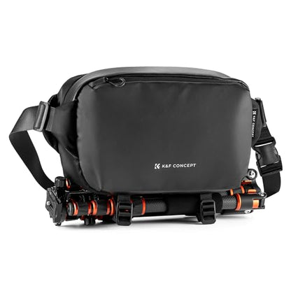 K&F CONCEPT Camera Sling Bag Crossbody Bag Waterproof Camera Shoulder Backpack DSLR/SLR/Mirrorless Camera Case - color: 02 All Black Medium