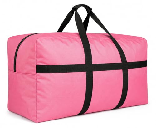 Extra Large Duffle Bag for Travel, Big XL Oversized Foldable Storage Bags with Reinforced Handles & Lockable Zipper - Pink, 200L - color: Pink, size: xlarge - 39"l X 17"w X 18.5"h