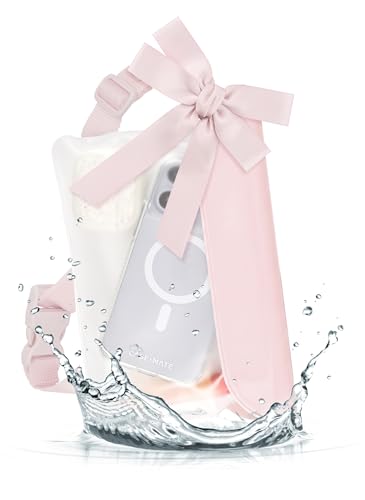 Case-Mate IP68 Bow Waterproof Phone Pouch/Case with Triple Seal Protection, Adjustable Strap - Waterproof Fanny Pack for iPhone 17 Pro Max/iPhone 16 Pro Max/15/14/S26 Ultra/S25/Pixel 10 - Ballet Pink - color: Ballet Pink Clear