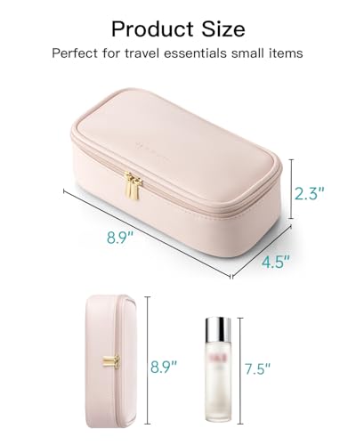 Vlando Makeup Travel Bag,Small Makeup Bag for Women,Gifts for Women Girls, Makeup Pouch Purse Travel Essentials Toiletries-Apricot Pink - color: 01.Apricot Pink