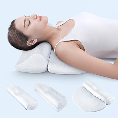 Demelon Cervical Neck Pillows for Pain Relief Sleeping, High-Density Memory Foam Pillow Neck Bolster Support Pillow Shoulder Relaxer, Decompression Devices Orthopedic Roll Pillow for Bed Office - color: White, size: 1 PACK Bolster Pillow