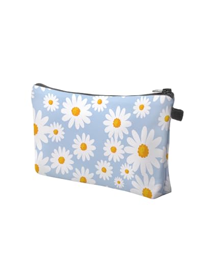 Cute Travel Makeup Bag Cosmetic Bag Small Pouch Gift for Women (Daisy Pale Blue) - color: Daisy Pale Blue