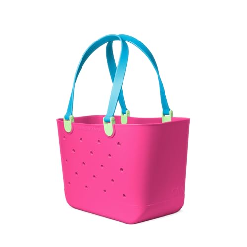 Simple Modern Large Beach Bag | Waterproof Getaway Rubber Tote with Zipper Pocket for Travel, Pool, Boat, Groceries, Sports | 80s Mix - color: 80's Mix, style: Large