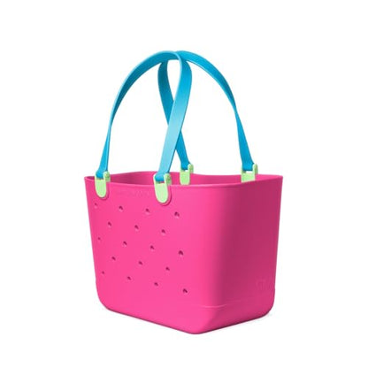 Simple Modern Large Beach Bag | Waterproof Getaway Rubber Tote with Zipper Pocket for Travel, Pool, Boat, Groceries, Sports | 80s Mix - color: 80's Mix, style: Large