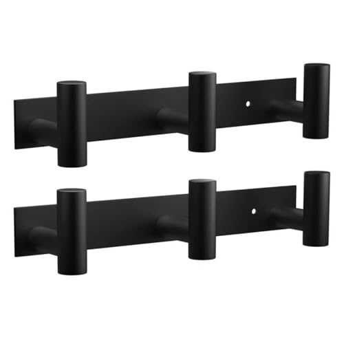 VAEHOLD Black Hat and Coat Wall Mount Rack - 3 Hooks for Robes, Bags, Keys, and Towels - Bathroom Towel Hanger Organizer (2 Pack) - color: Black, size: “T“ Shape 3 Hooks 2 Pack