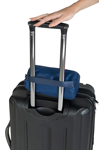 BlueHills Ultra Compact Travel Blanket Pillow in Portable Bag Case with Hand Luggage Belt & Backpack Clip Premium Cozy Soft Compact Pack Large Blanket for Airplane Flight Layover - Navy Blue C001 - color: C001-navy