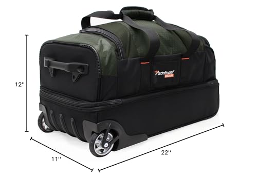Pathfinder Gear 22 Inch Rolling Drop Bottom Duffel, Olive, One Size - color: Olive