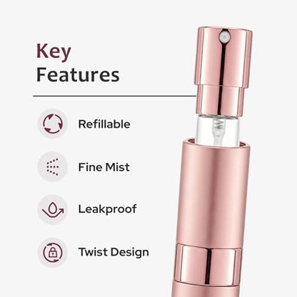 LISAPACK 8ML Atomizer Perfume Spray Bottle for Travel (3 PCS) Empty Cologne Dispenser, Portable Sprayer (Pink) - color: 3 Pink