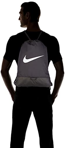 Nike Brasilia Training Gymsack, Drawstring Backpack with Zipper Pocket and Reinforced Bottom, Black/Black/White - color: Black/Black/White
