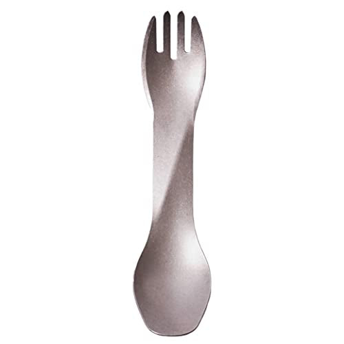 humangear GoBites Uno | Travel & Camping Utensils | Portable & Convertible Dining Ware | Multi-Functional Spork, Titanium - color: Titanium