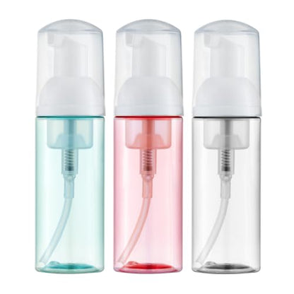 Tekson Soap Foam Bottle (60ml, 2 fl oz), Empty Travel Foaming Lash Shampoo for Cleanser, Dispenser (Clear, Pink, Green) - color: Clear Green Pink, size: 3pcs