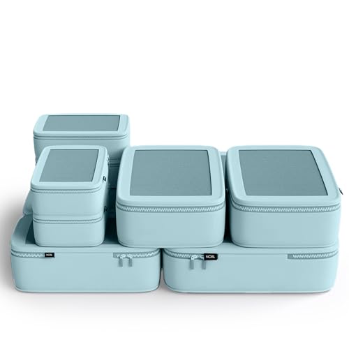 NOBL Travel Compressible Packing Cubes Set, 6 Pieces Travel Packing Organizers, Compression Luggage Cubes for Suitcases & Carry On, Space Saving (XXS, XS, S, M, L, XL) - Powder Blue - color: Powder Blue