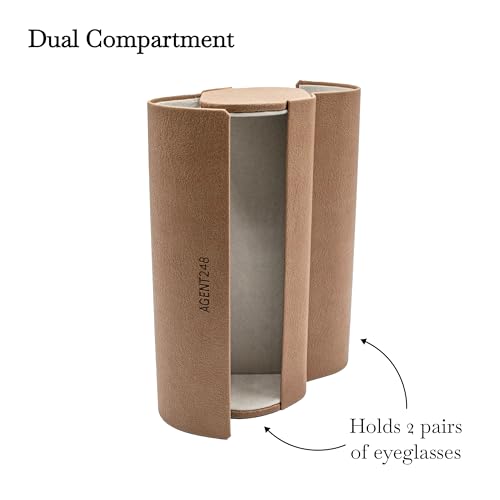 Eyeglass and Sunglass 2-Compartment Travel Case - color: Brown