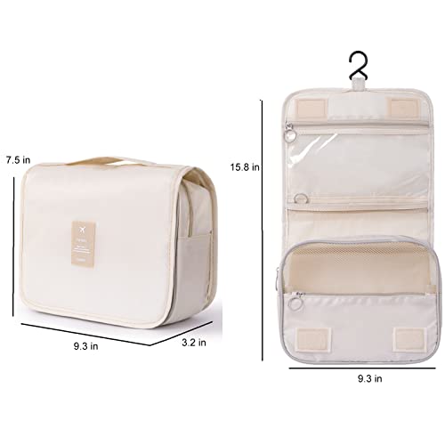 Hanging Toiletry Bag for Women, Travel Size Toiletries bags with Hook, Travel Makeup Bag for Cosmetic Storage Organizer Beige - color: Beige