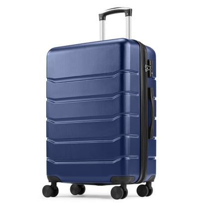 Sweetcrispy 24 Inch Checked Luggage, ABS Lightweight Rolling Hard Shell Suitcase with Smooth Spinner Wheels, Built-in TSA Lock, Durable Travel Suitcase for Business and Vacation Trip, Blue - color: Blue, size: 24 Inch