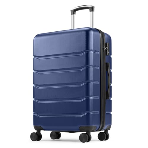 Sweetcrispy 24 Inch Checked Luggage, ABS Lightweight Rolling Hard Shell Suitcase with Smooth Spinner Wheels, Built-in TSA Lock, Durable Travel Suitcase for Business and Vacation Trip, Blue - color: Blue, size: 24 Inch