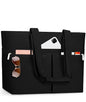 HUANLANG Large Beach Bags for Women Pool Bag with Zipper, Waterproof Sandproof Beach Tote Travel Bag with Wet Pocket - color: Black