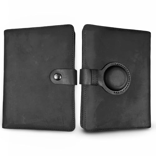 Genuine Leather AirTag Passport Holder and Wallet for Men and Women RFID Blocking for Secure Traveling and Documentation Organizer (Black) - color: Black
