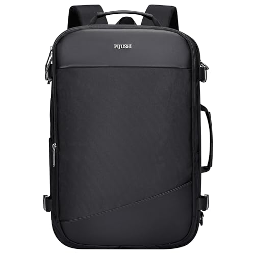 PIJUSHI Travel Backpack for Women Men Carry on Suitcase Backpack Flight Approved Personal Item Bag Fits 16 Inch Laptop(PE035 Black) - color: Black