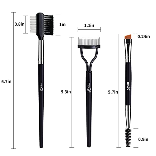 MSQ Eyebrow Brush and Comb Eyelash Brush Eyelash Separator Eye Brow Comb & Spoolie Brush Professional Mascara Brushes Eyebrow Eyelash Grooming Brush Eye Makeup Tools Set (3 PCS) - size: 3 PCS