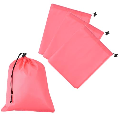 Drawstring Bag with Toggle, Stuff Sack String Waterproof Travel Storage Bags Cinch Stuff Pouch -Fitting for (Gym/Traveling/Hiking/Yoga/Office/Shoes) 12 x 10 & 4 Pack & Pink - color: Pink, size: 12 x 10"