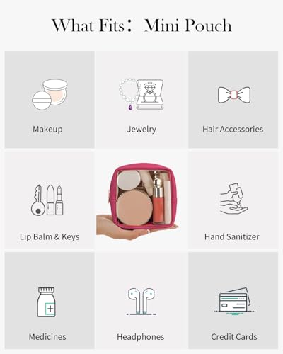 Pocmimut Clear Makeup Bag, Easy to Find Mini Makeup Bag for Purse, Travel Makeup Bag for Car, Compact Cosmetic Pouch for Daily Essentials,Hot Pink - color: Hot Pink, style: Mini