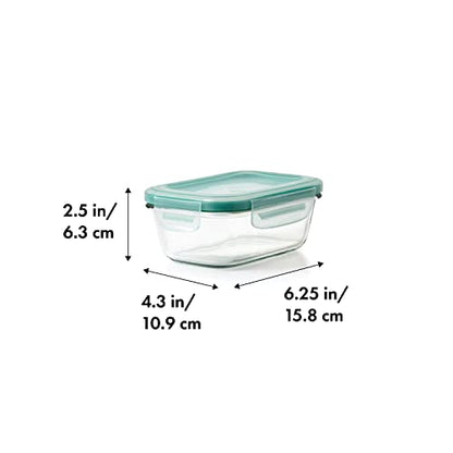 OXO Glass Food Storage Container, Rectangle, 1.6 Cup | Smart Seal | Leakproof | Pack of 2 - size: 1.6 Cup (Pack of 2), style: Glass
