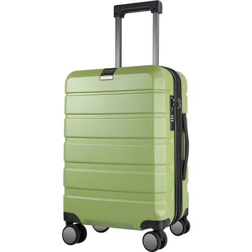 KROSER Hardside Expandable Carry On Luggage with Spinner Wheels & Built-in TSA Lock, Durable Suitcase Rolling Luggage with USB Port, Carry-On 20-Inch, Green - color: Green