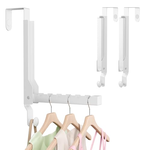 2 Pack Over The Door Drying Rack for Laundry, Over The Door Hanger Foldable, Heavy Duty Over The Door Hooks Hanger,Over Door Hook for Hanging Clothes,Rust-Resistant Over The Door Clothes Hanger,White - color: white-2（Upgraded）