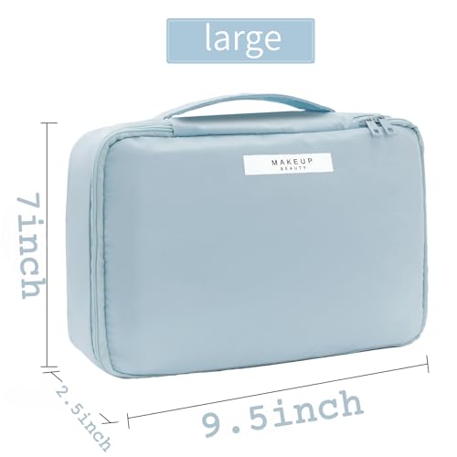 Queboom Travel Makeup Bag Cosmetic Bag Makeup Bag Toiletry bag for women and men (Blue) - color: Blue