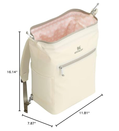 Stanley All Day Madeleine Backpack Soft Cooler 20 Can Cooler with Handle and Shoulder Straps Insulated Travel Bag with Zipper BPA-Free - color: Cream, style: Midi